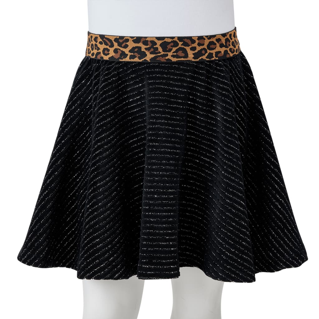 Children's skirt, leopard patterned waistband, black, 92