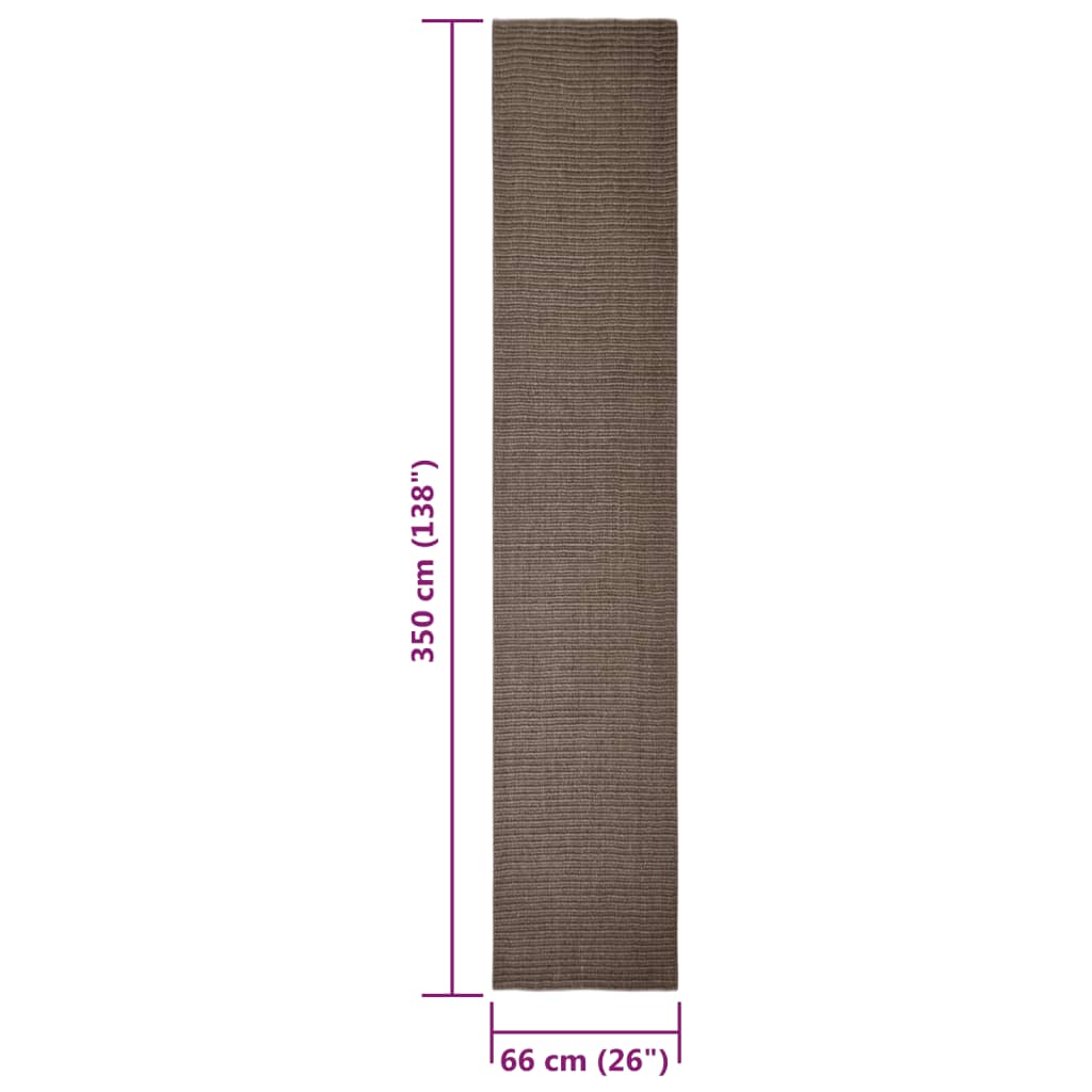 Sisal rug for scratching post, brown, 66 x 350 cm