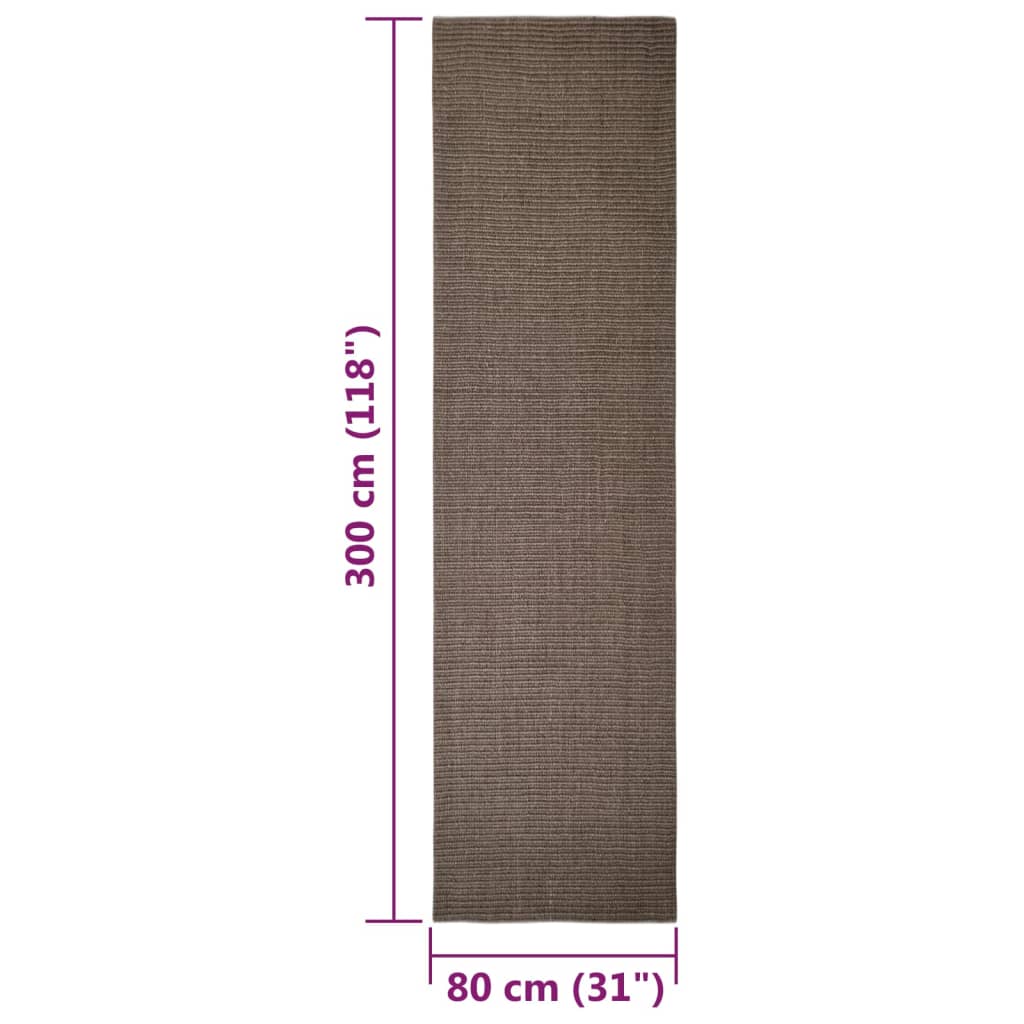 Sisal rug for scratching post, brown, 80 x 300 cm