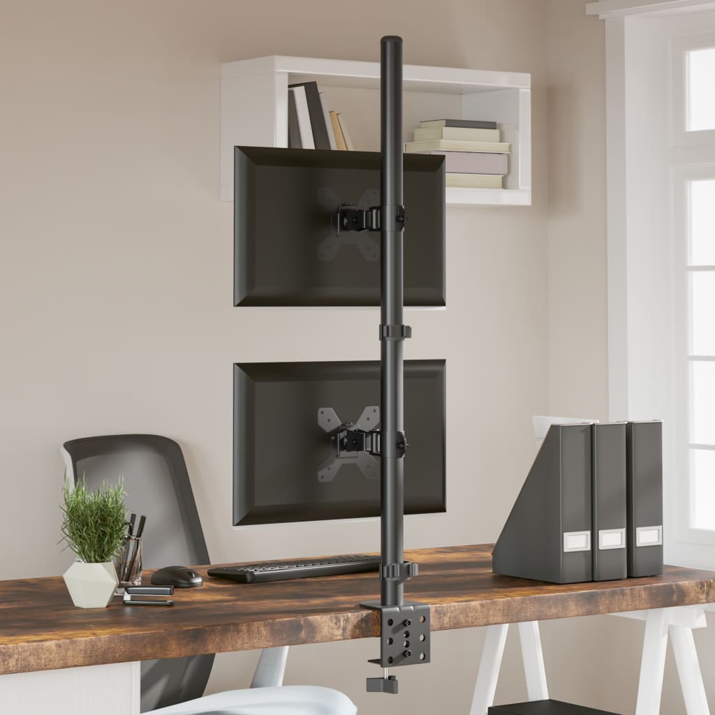 dual monitor stand, black, steel VESA 75/100 mm