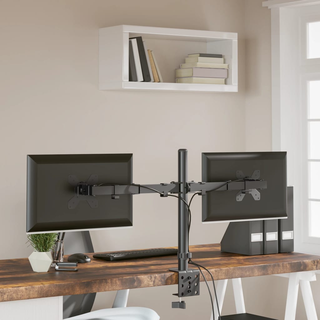 dual monitor stand, black, steel VESA 75/100 mm