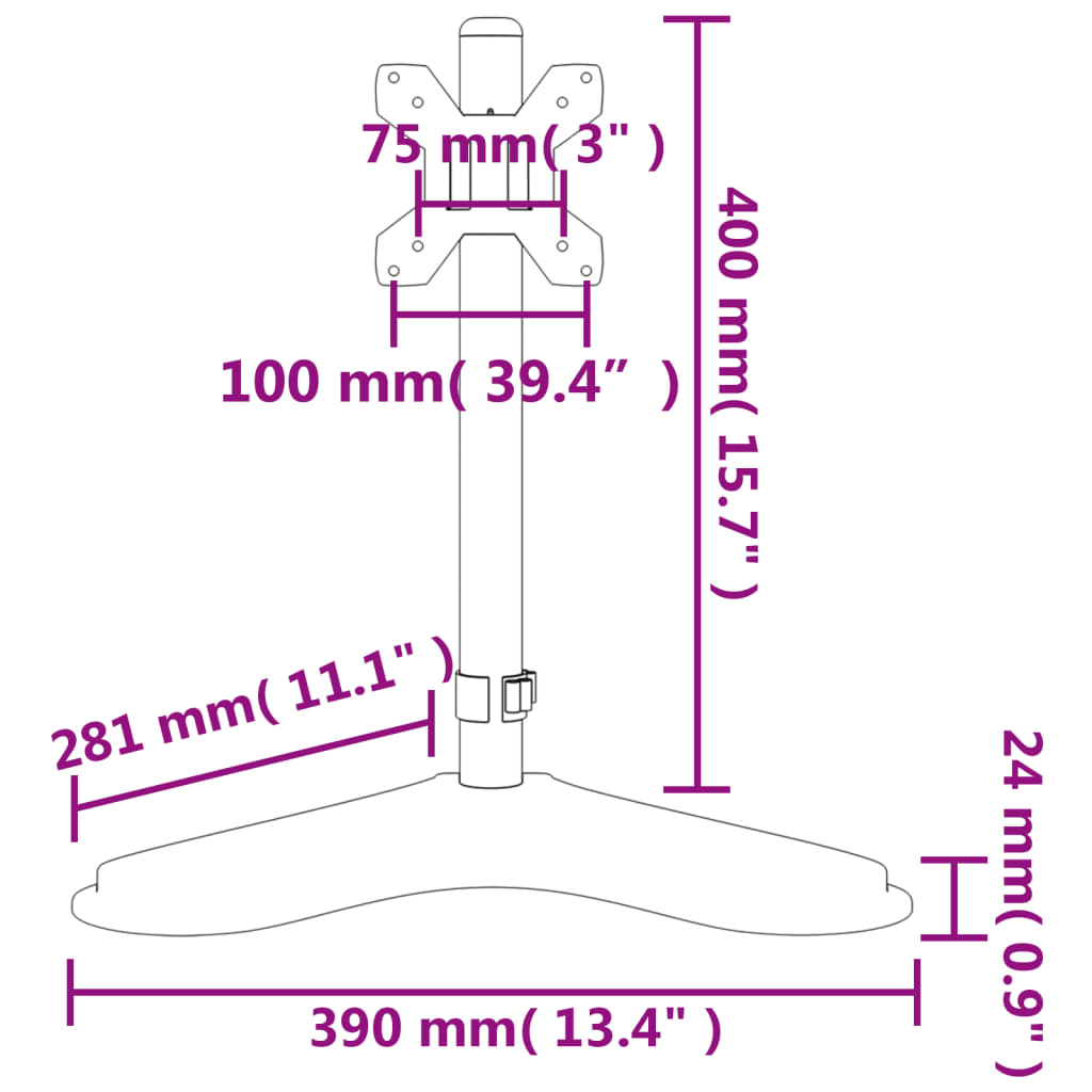 monitori kinnitus must terase VESA 75/100 mm