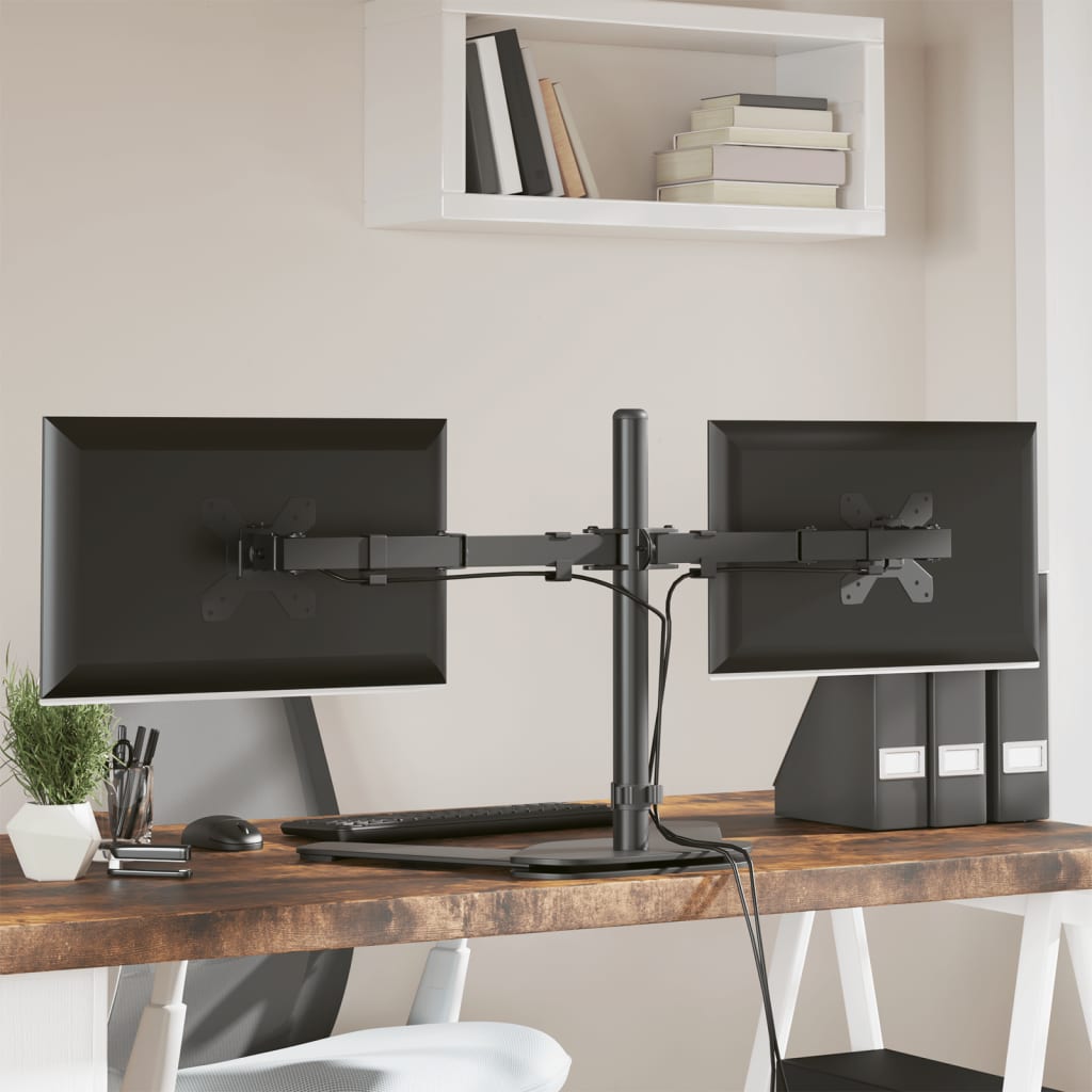 dual monitor stand, black, steel VESA 75/100 mm