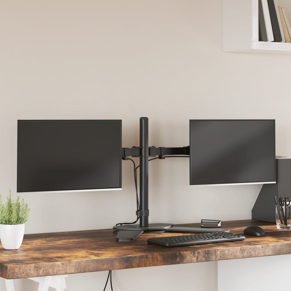 dual monitor stand, black, steel VESA 75/100 mm