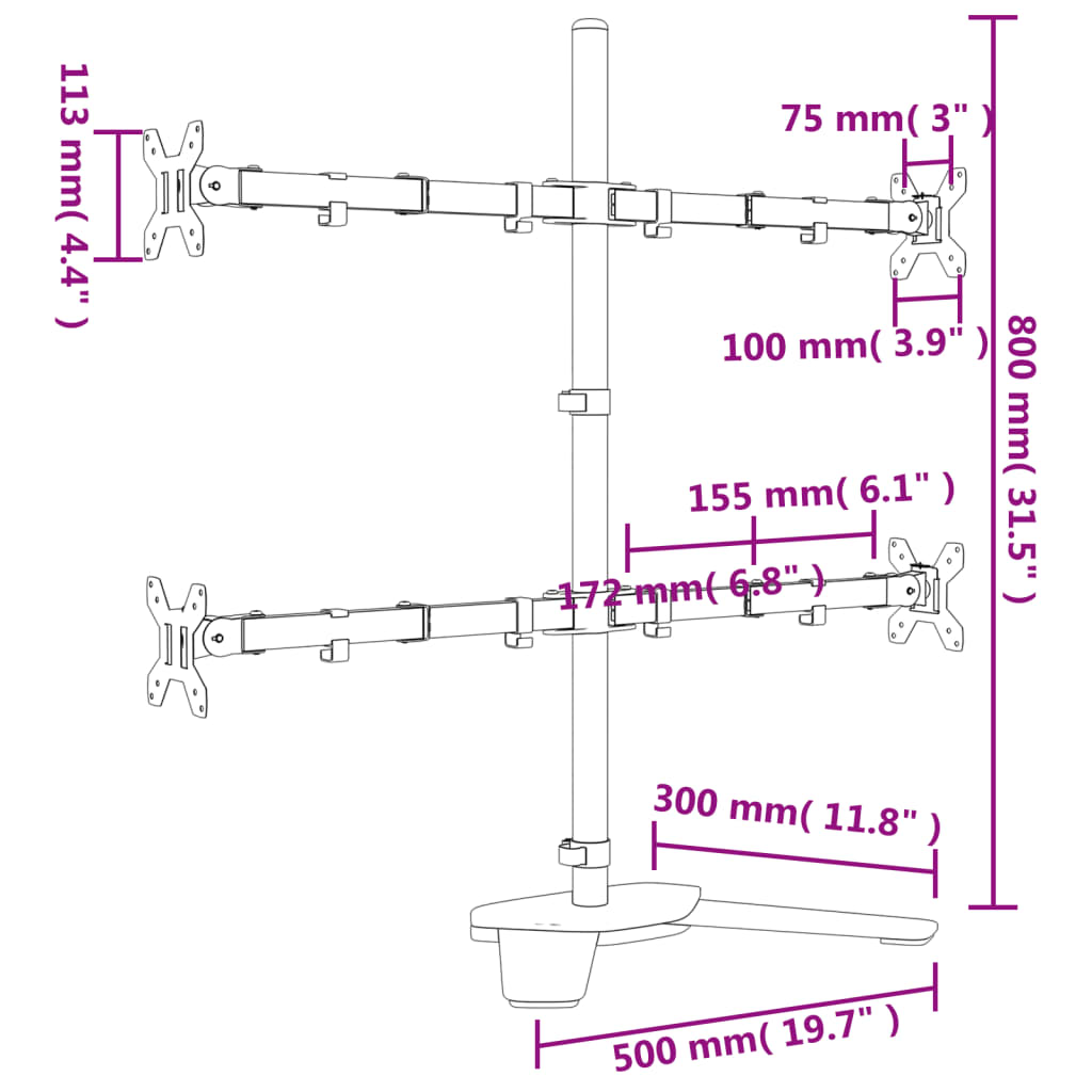 monitori kinnitus must terase VESA 75/100 mm