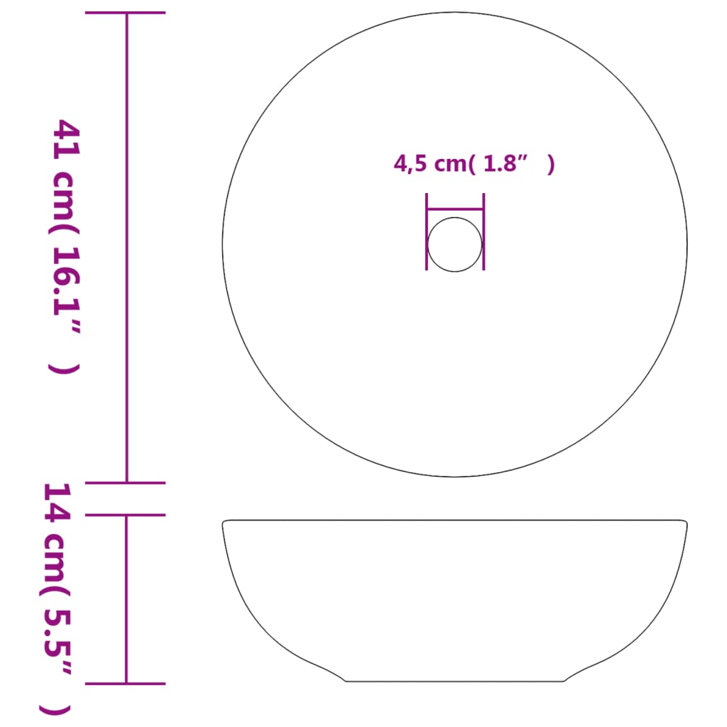 countertop sink, white and yellow, round, Φ41x14, ceramic