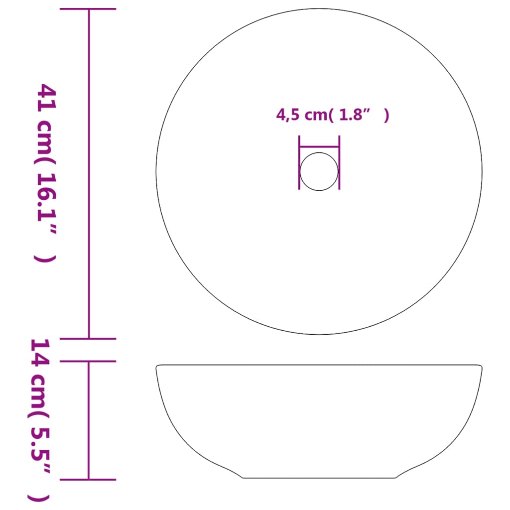 countertop sink, multi-colored, round, Φ41x14 cm, ceramic