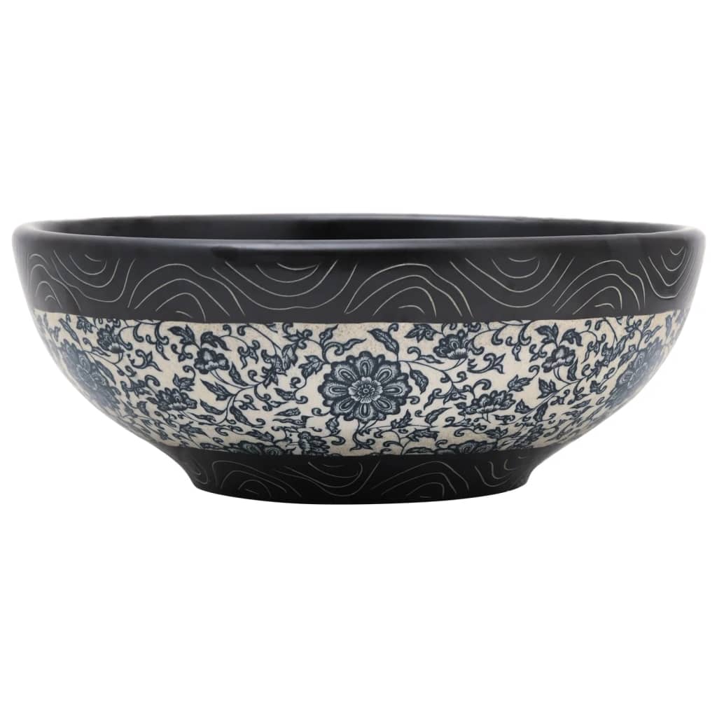 countertop sink, black and blue, round, Φ41x14, ceramic