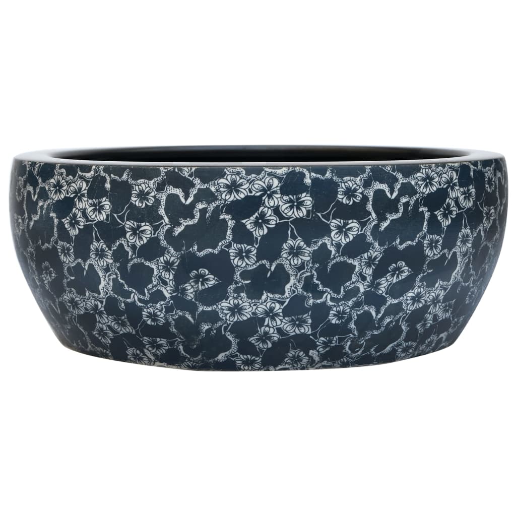 countertop sink, black and blue, round, Φ41x14, ceramic