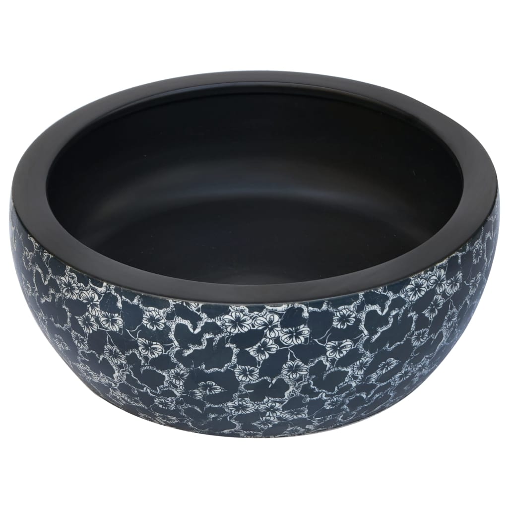 countertop sink, black and blue, round, Φ41x14, ceramic