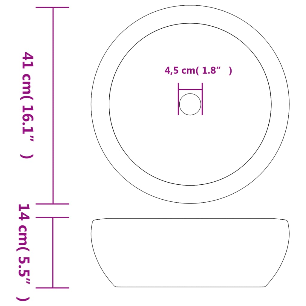 valamu tööpinnale, must ja sinine, ümar, Φ41x14, keraamiline