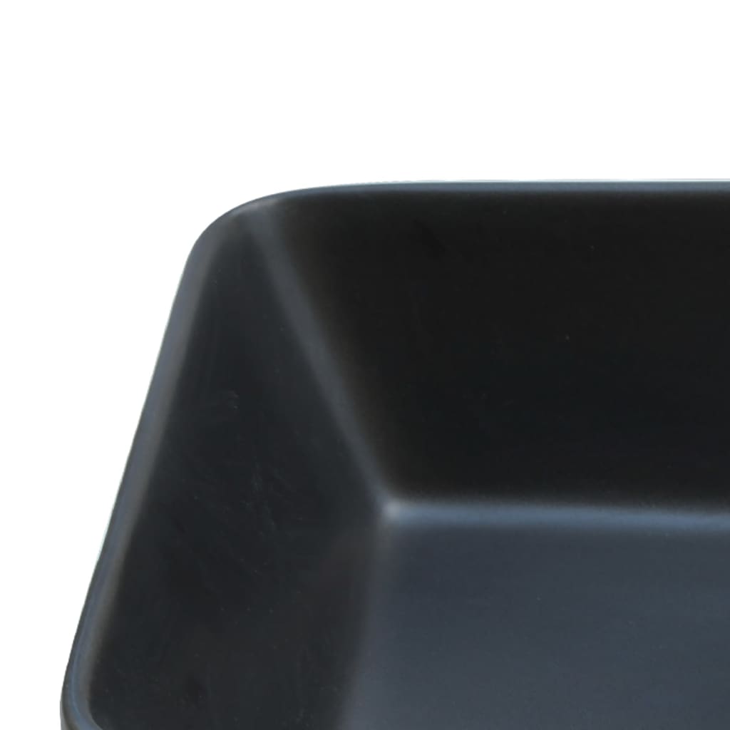 countertop sink, black and brown, rectangular, ceramic