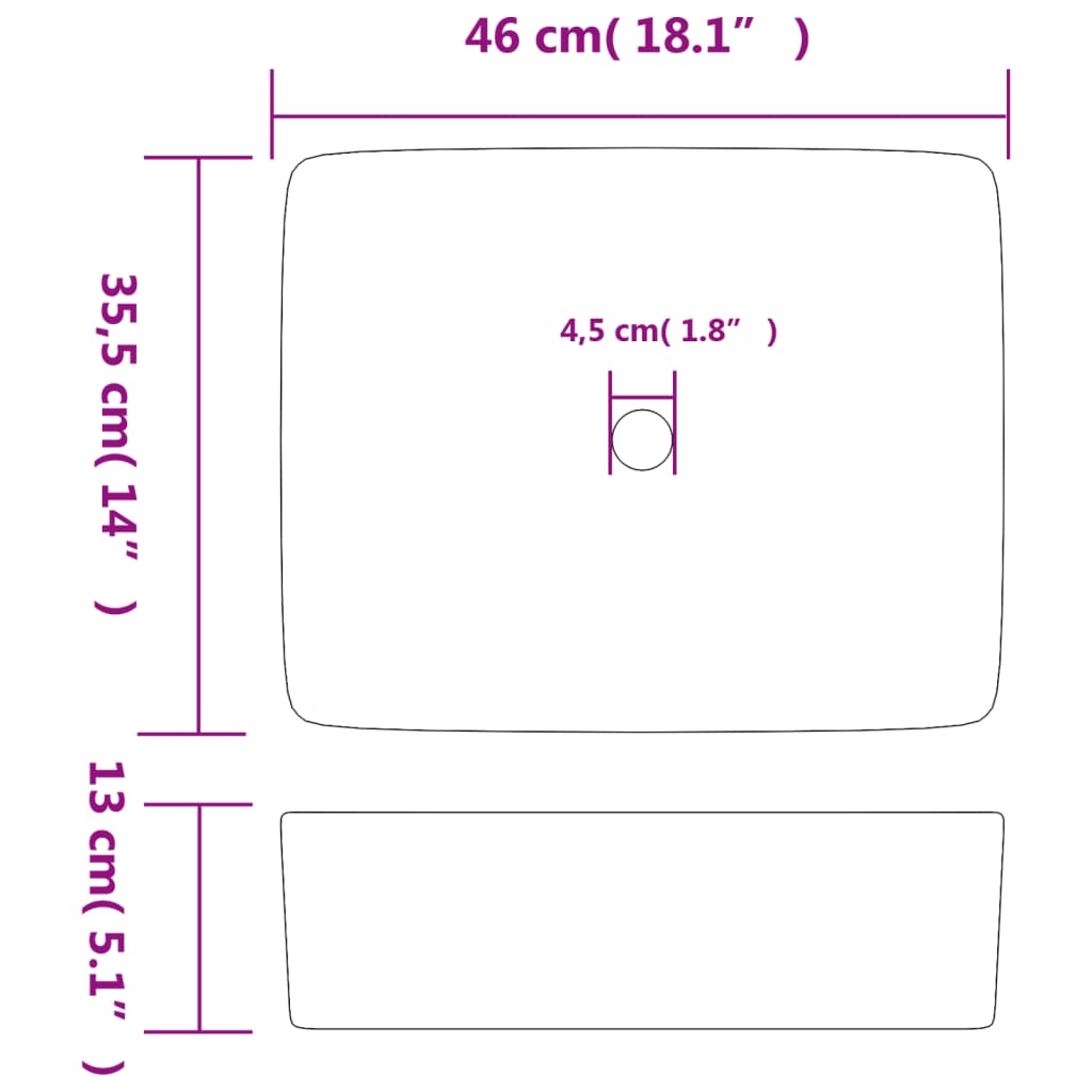 countertop sink, black and brown, rectangular, ceramic