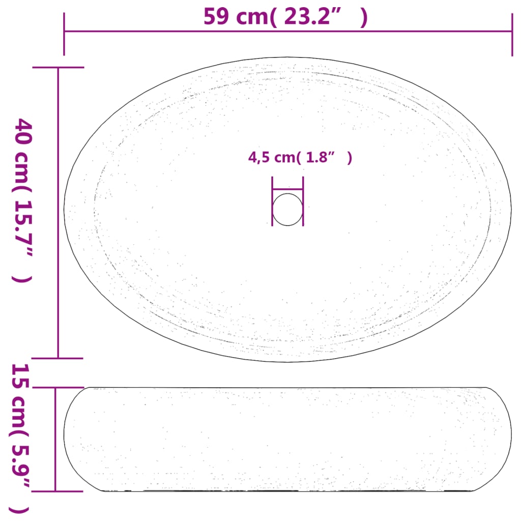 countertop sink, brown and blue, oval, ceramic