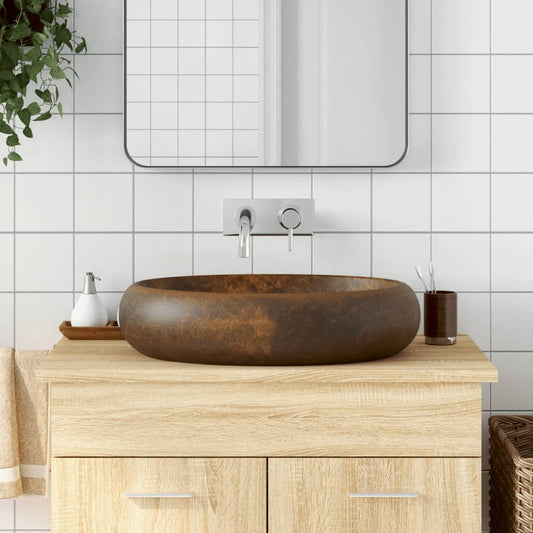 countertop sink, brown, oval, 59 x 40 x 15 cm, ceramic