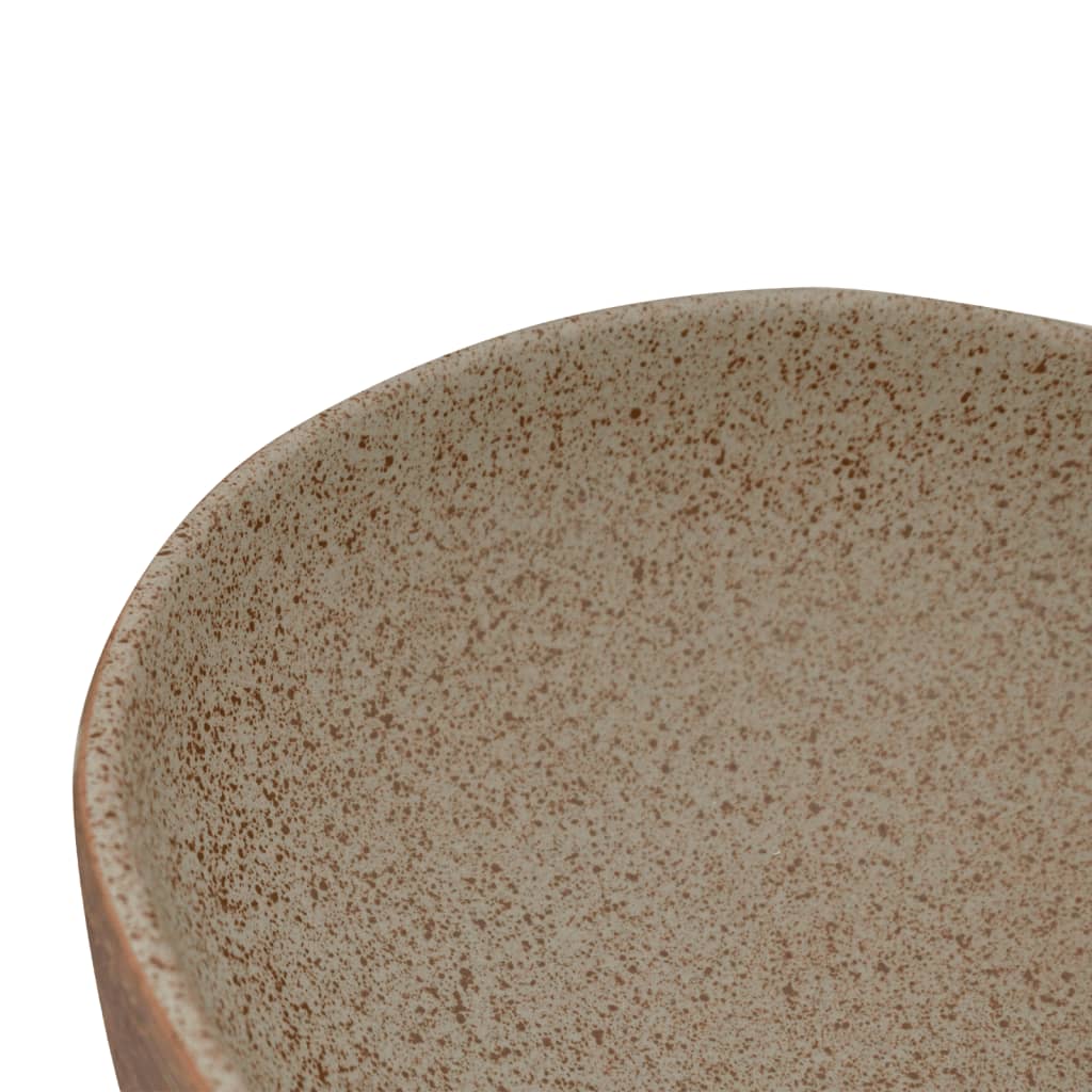 countertop sink, sand beige and brown, oval, ceramic