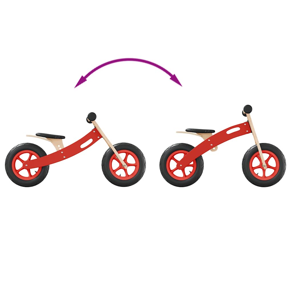 children's balance bike, pneumatic tires, red