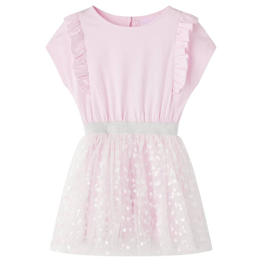 Children's dress with ruffles, light pink, 140