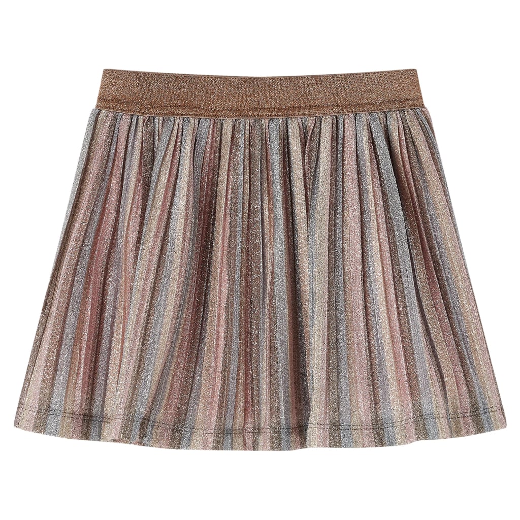 Children's pleated skirt with glitter, brown and pink, 92