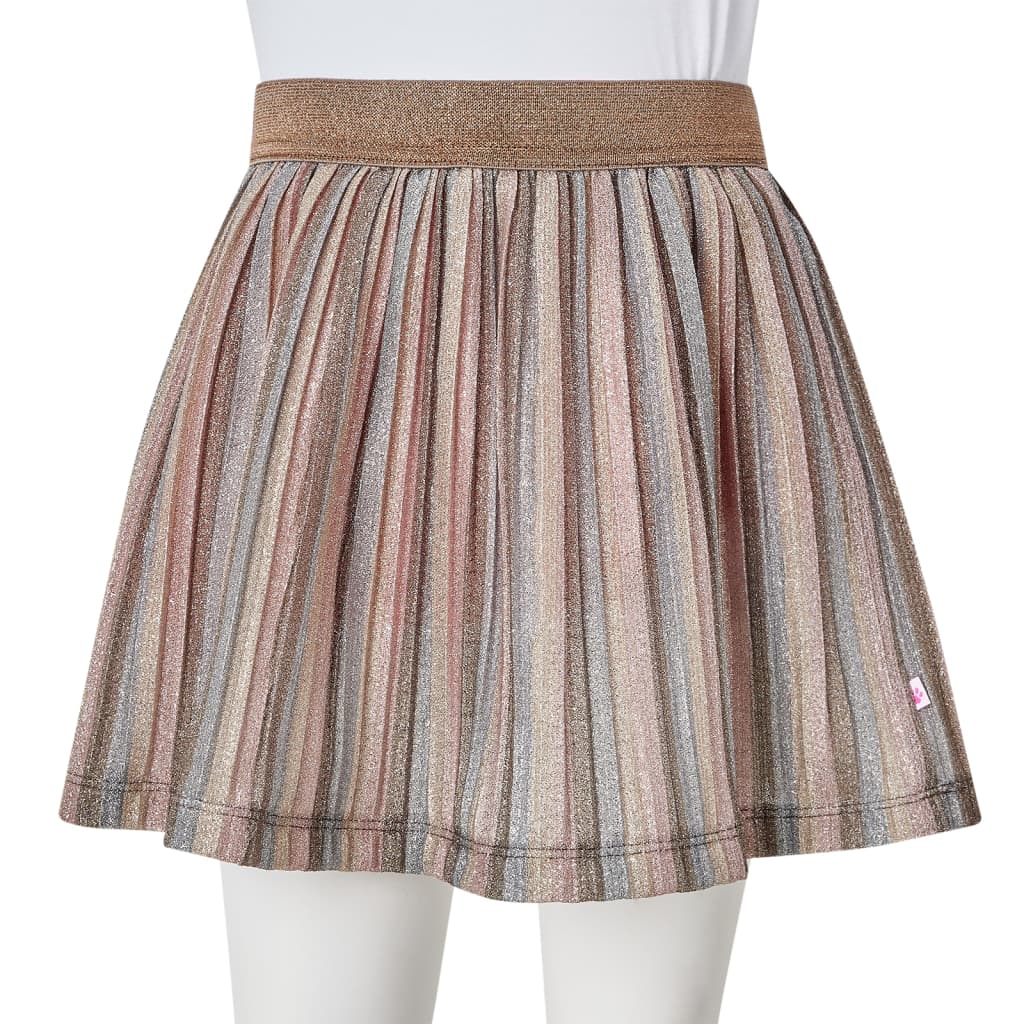 Children's pleated skirt with glitter, brown and pink, 92