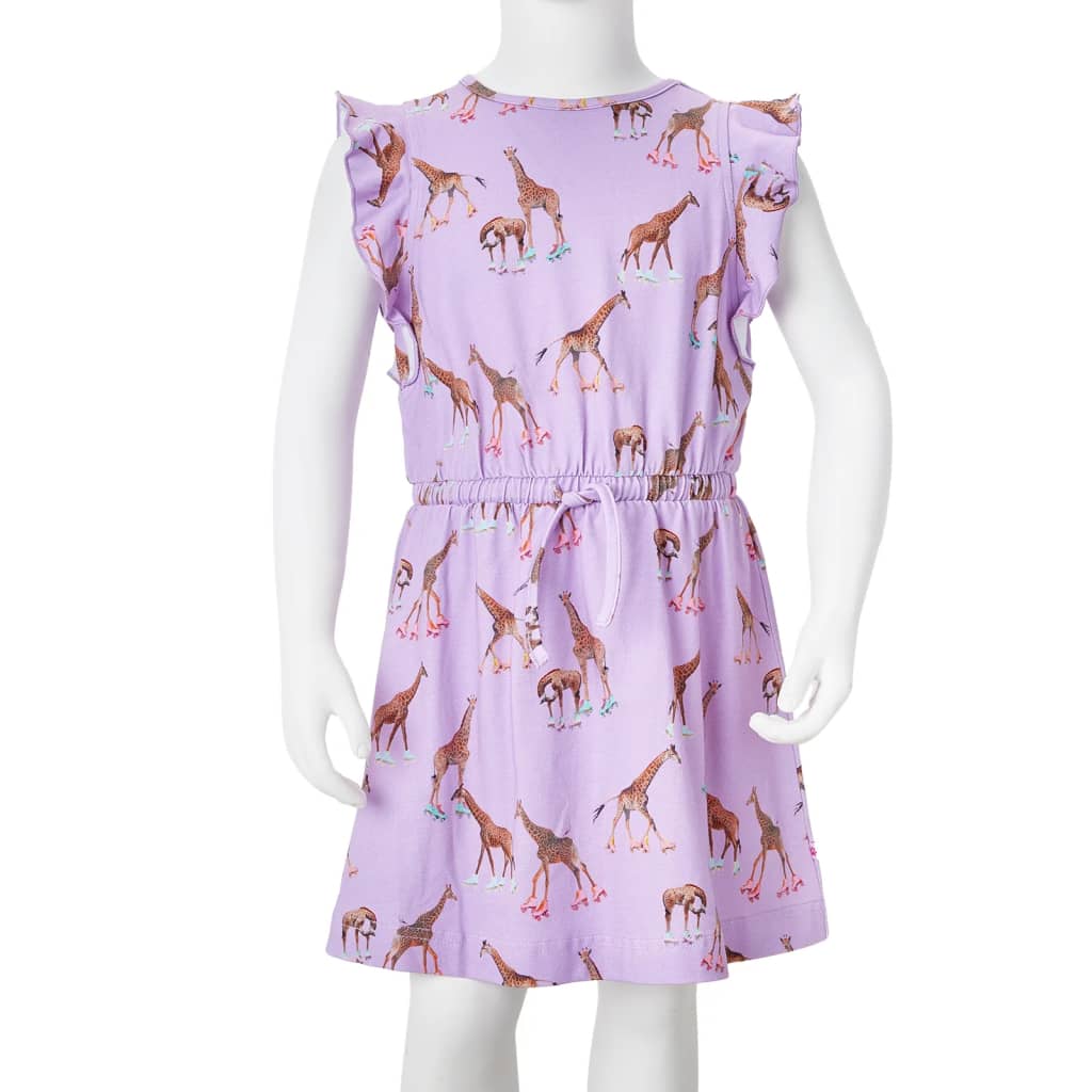 Sleeveless children's dress with ruffles and cord, purple, 92