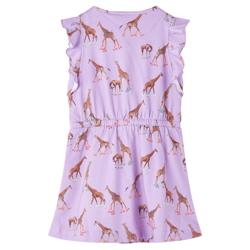 Sleeveless children's dress with ruffles and drawstring, purple, 92