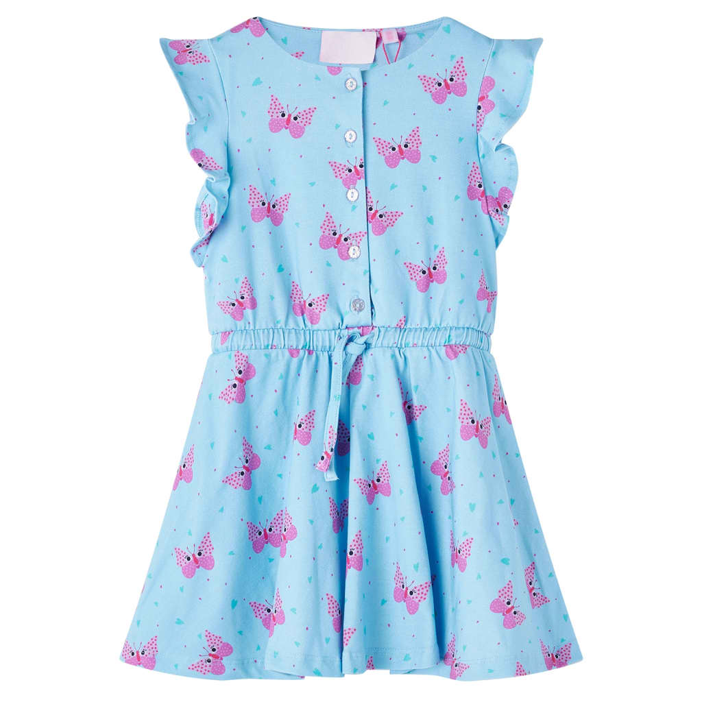 Sleeveless children's dress, with buttons, blue, 92