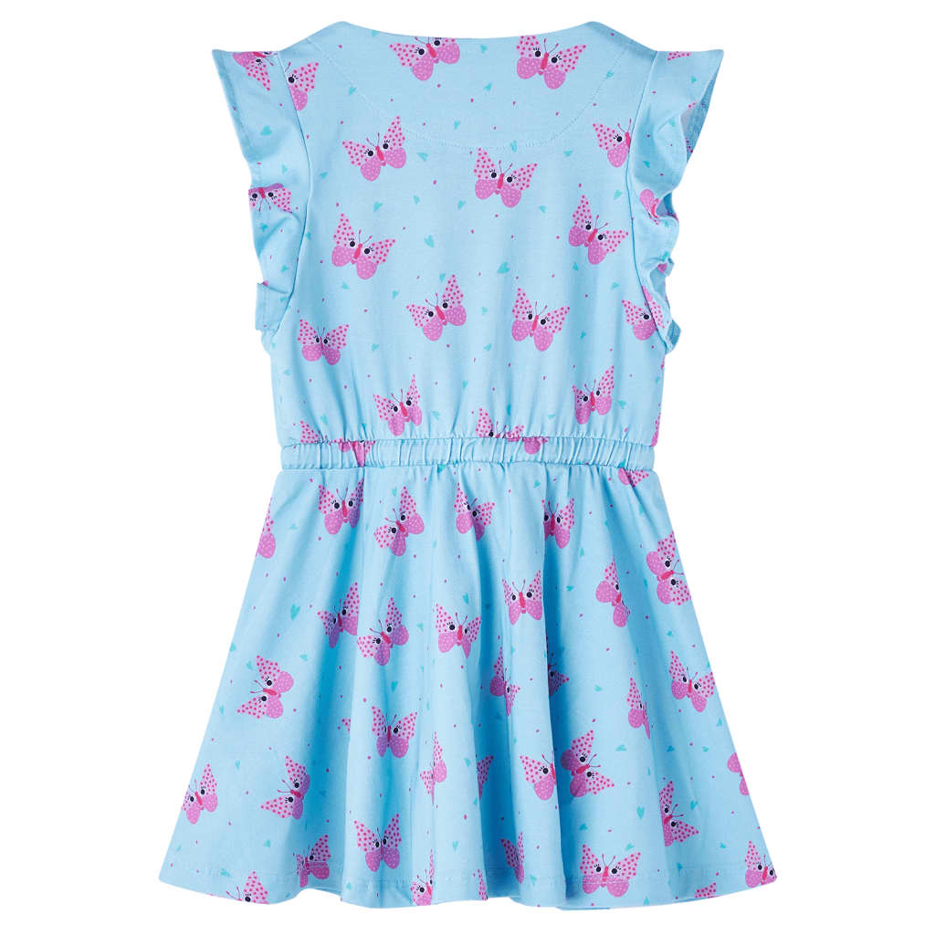 Sleeveless children's dress, with buttons, blue, 104