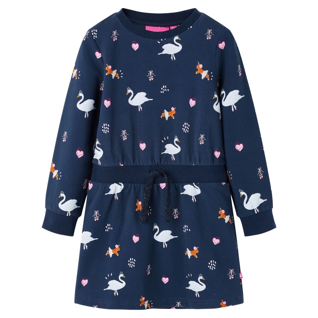 Long-sleeved children's dress, navy blue, 92