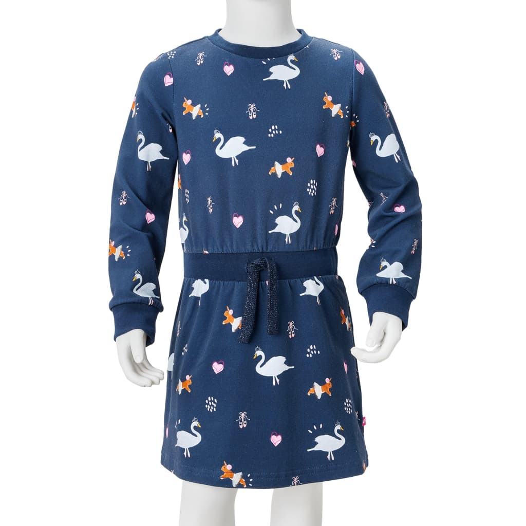 Long-sleeved children's dress, navy blue, 92