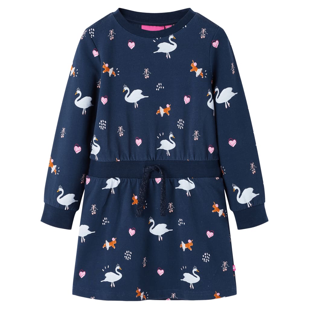 Long-sleeved children's dress, navy blue, 104