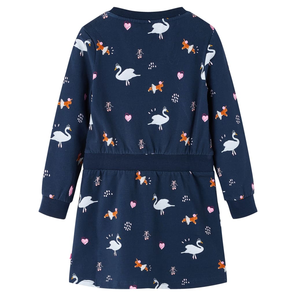 Long-sleeved children's dress, navy blue, 128