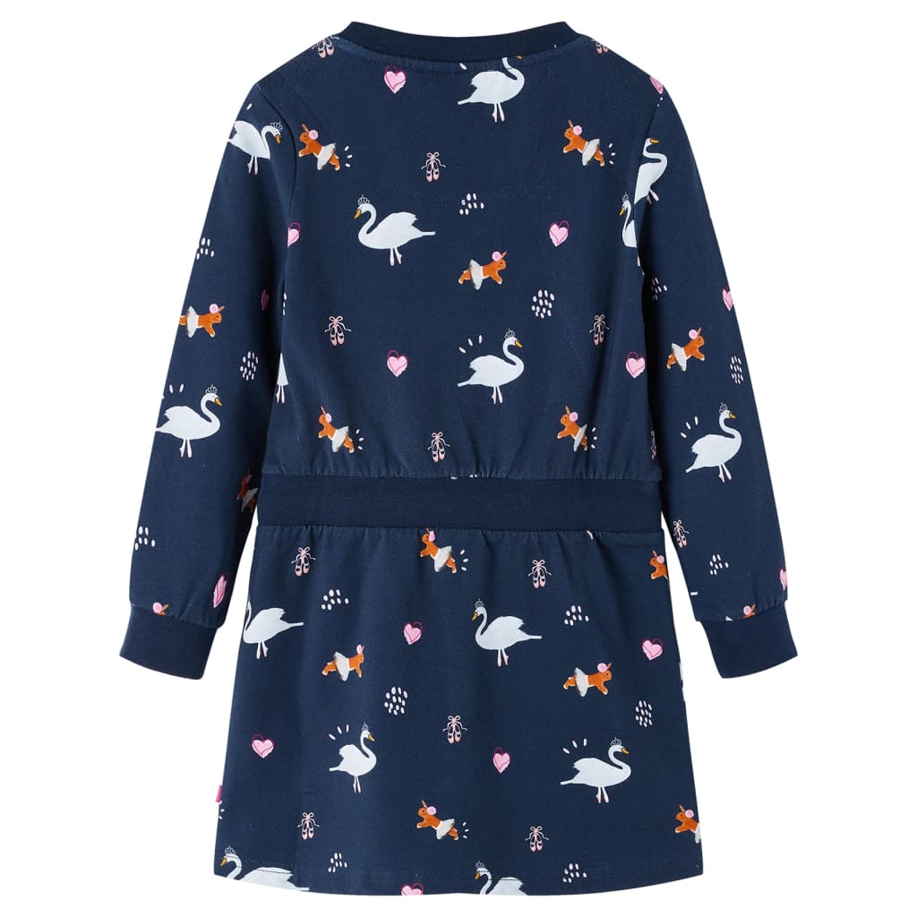 Long-sleeved children's dress, navy blue, 140