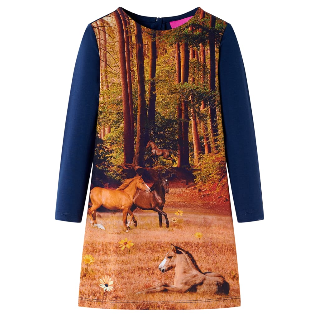 Long-sleeved children's dress, navy blue, 92