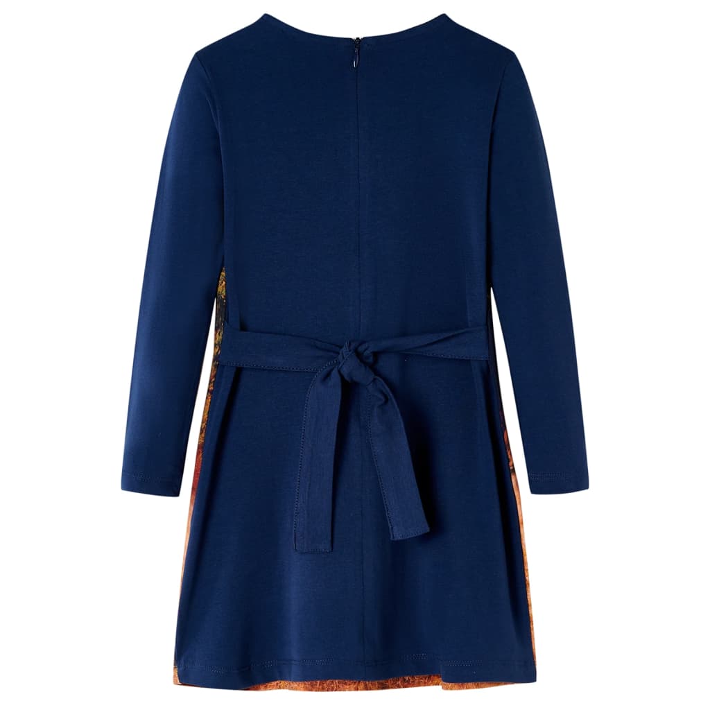 Long-sleeved children's dress, navy blue, 104