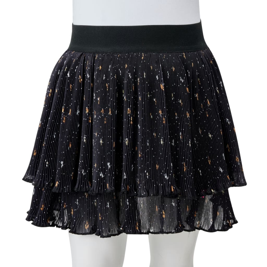 Children's skirt, multi-layered design with ruffles, black, 140