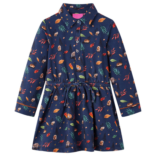 Long-sleeved children's dress, navy blue, 116