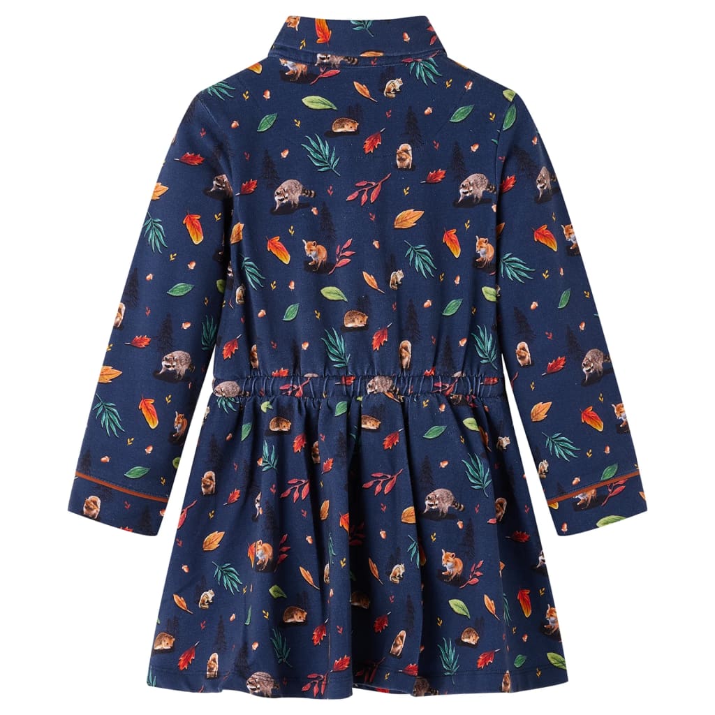 Long-sleeved children's dress, navy blue, 128