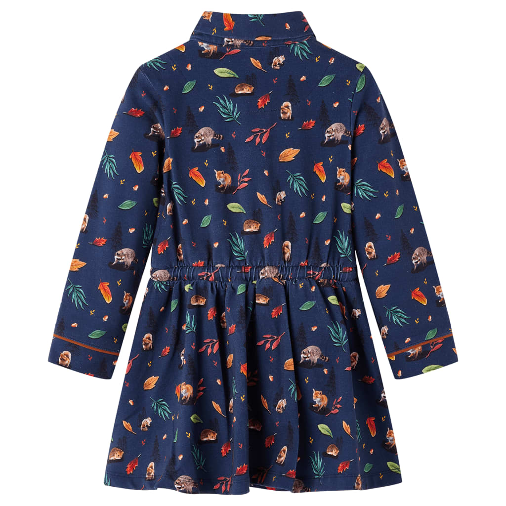 Long-sleeved children's dress, navy blue, 140