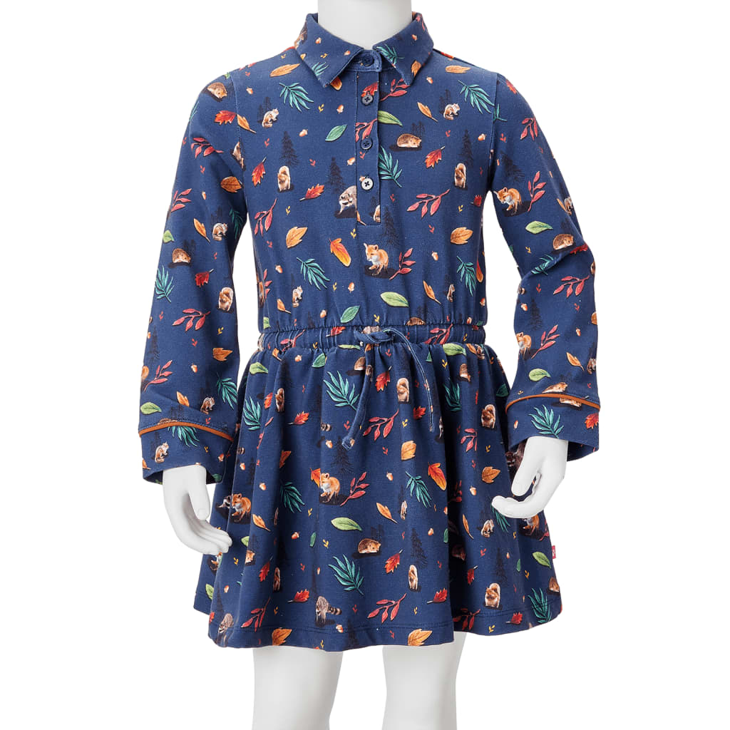 Long-sleeved children's dress, navy blue, 140