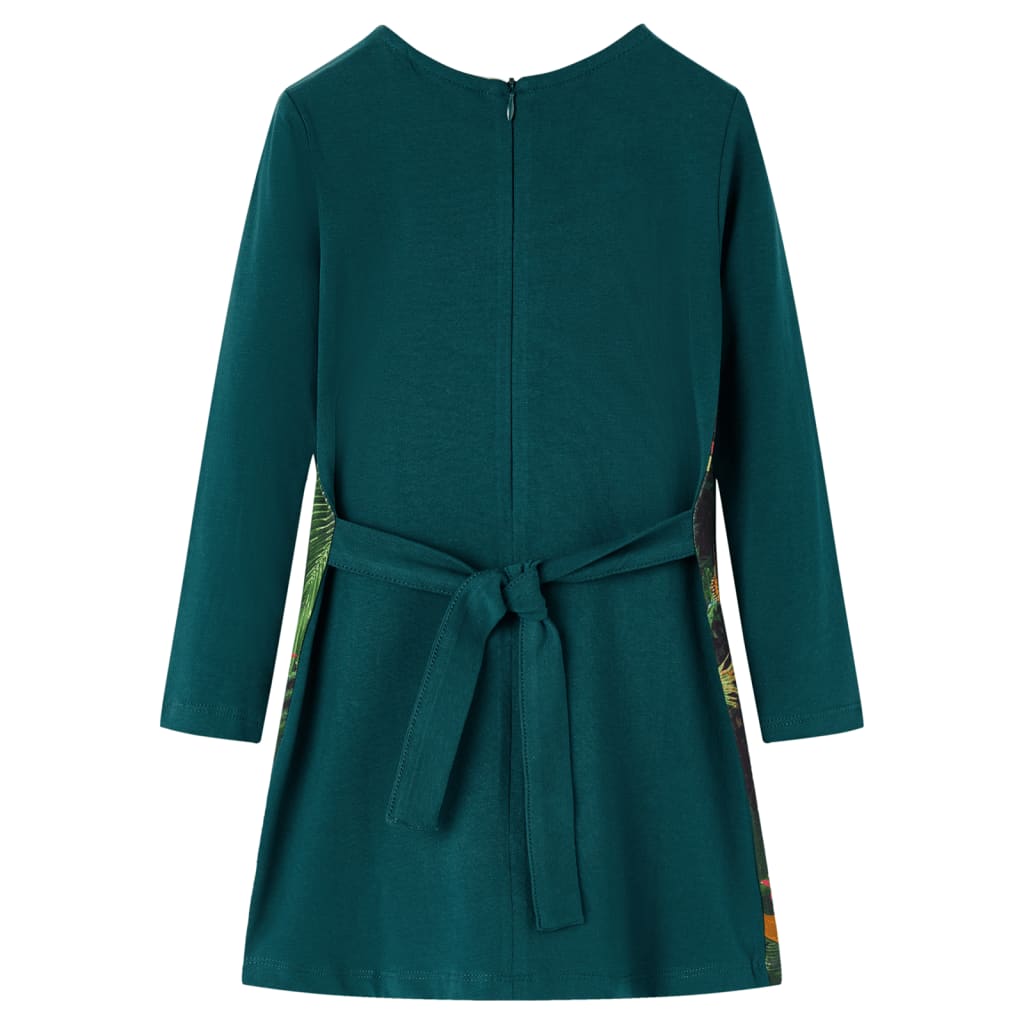 Long-sleeved children's dress, dark green, 116