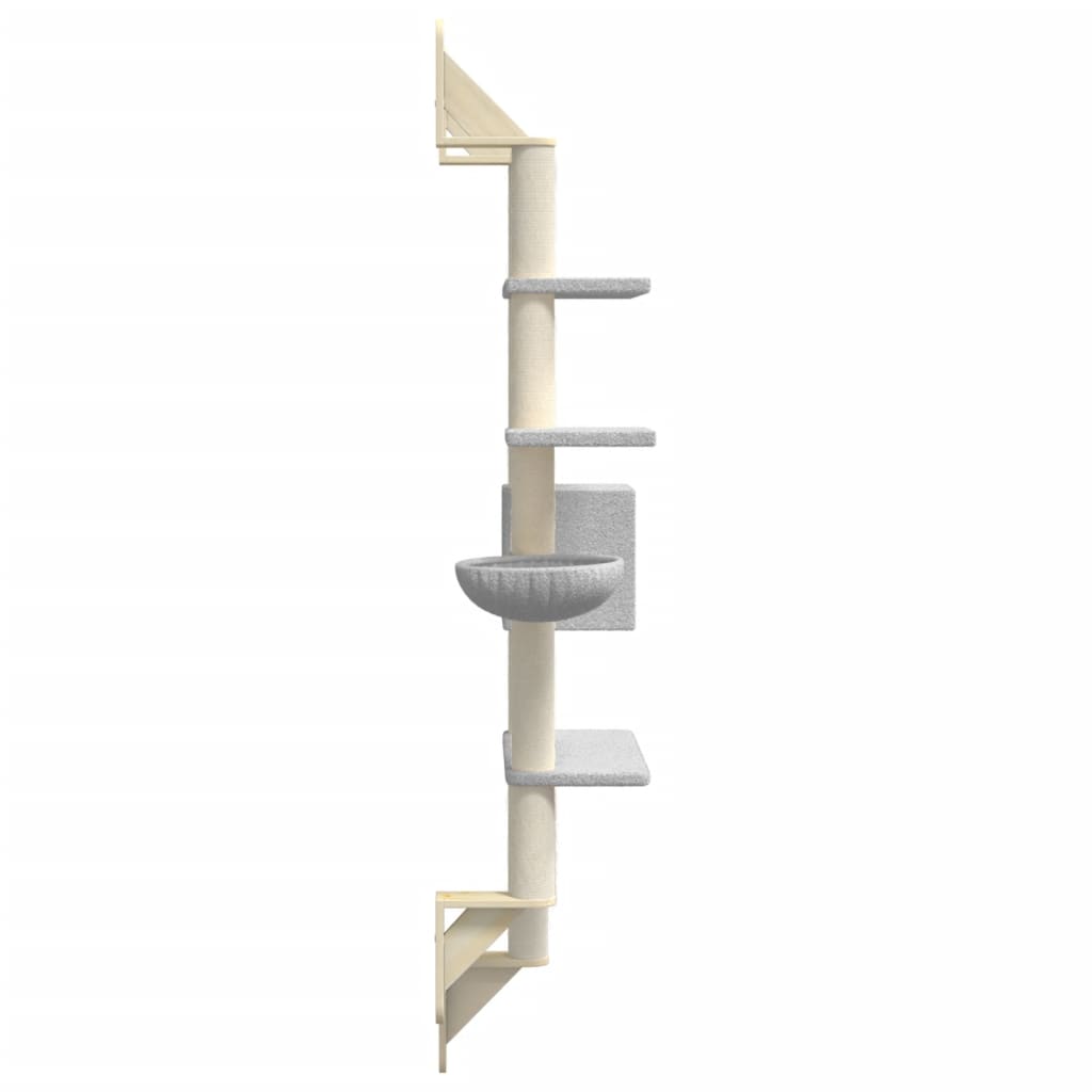 Wall-mounted cat scratching post, light gray, 180 cm