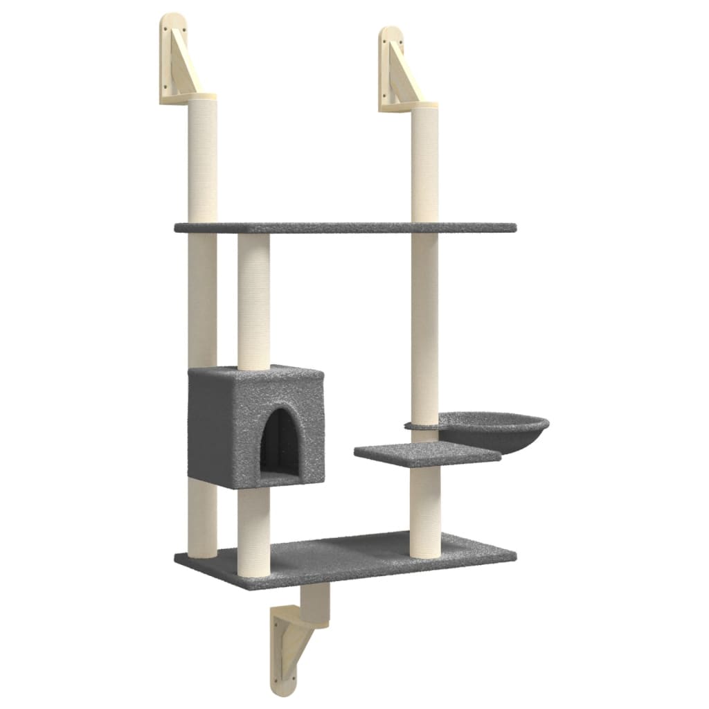 Wall-mounted cat scratching post, dark grey, 153 cm