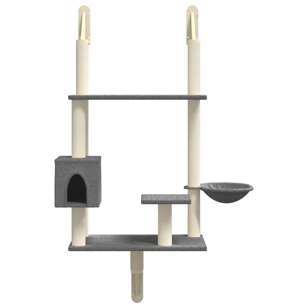 Wall-mounted cat scratching post, dark grey, 153 cm