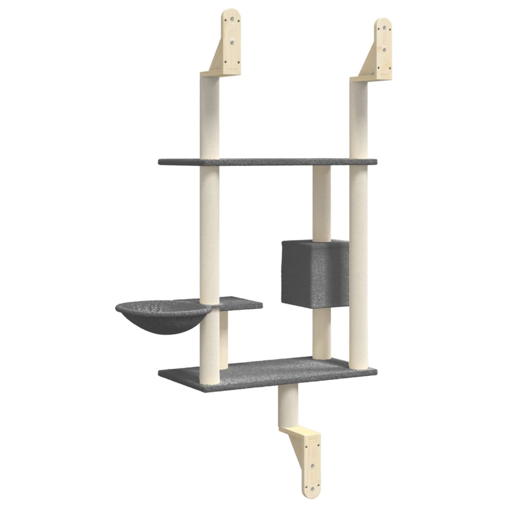 Wall-mounted cat scratching post, dark grey, 153 cm