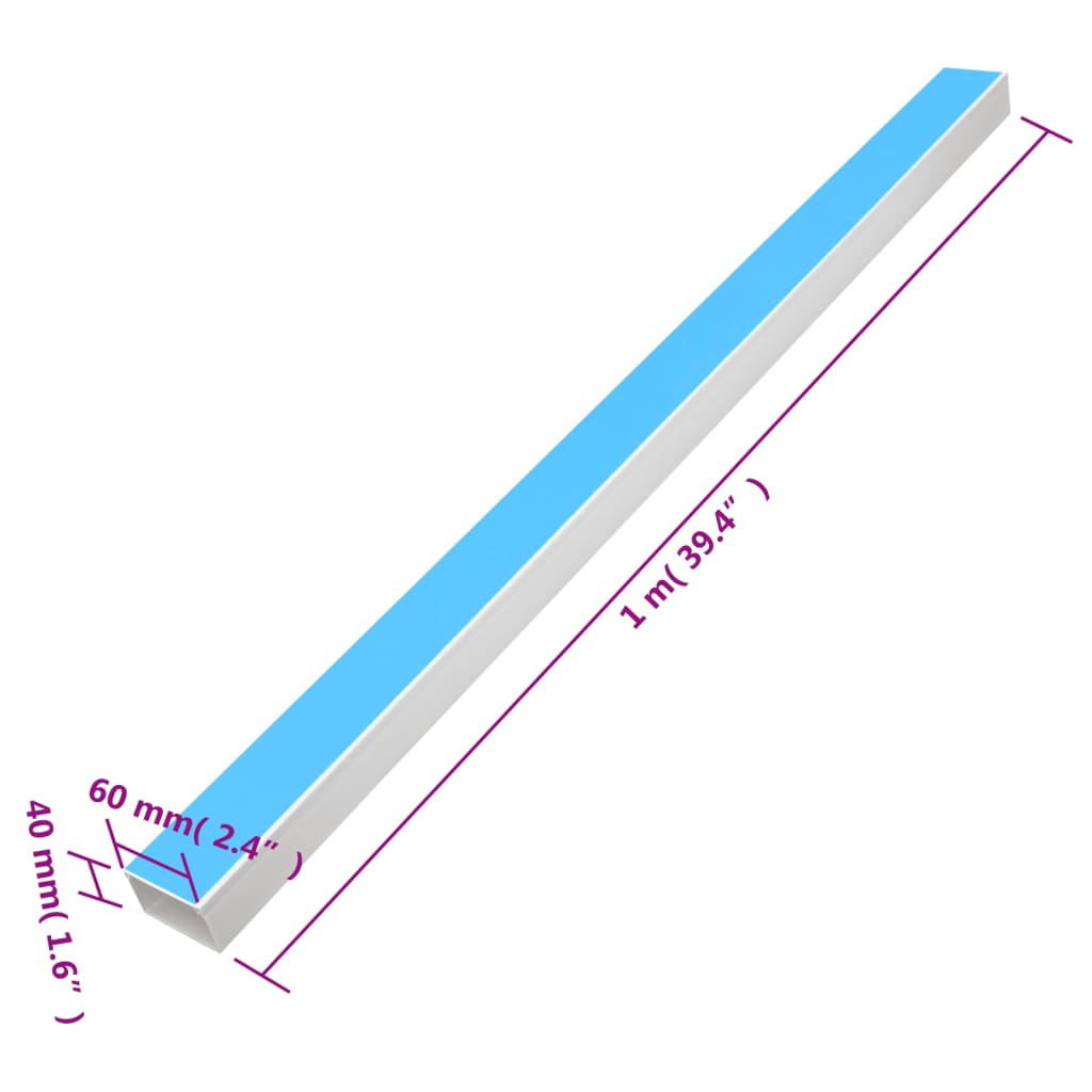 cable duct self-adhesive 60x40 mm 10 m PVC