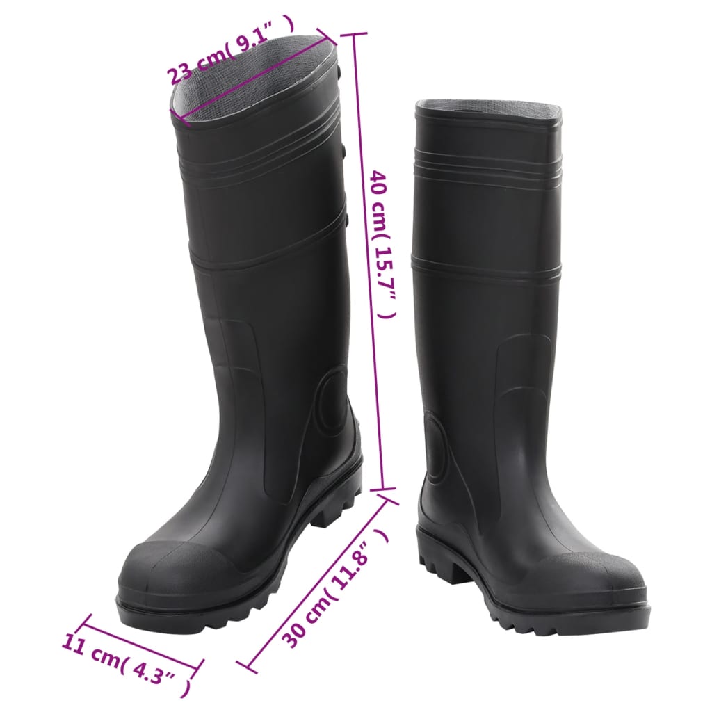 rubber boots, black, size 44, PVC