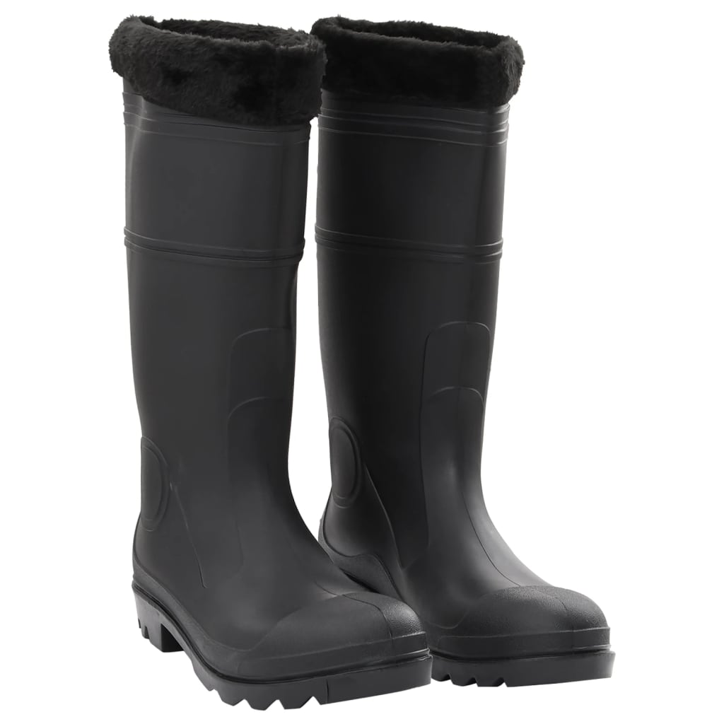 rubber boots with removable lining, black, size 45, PVC