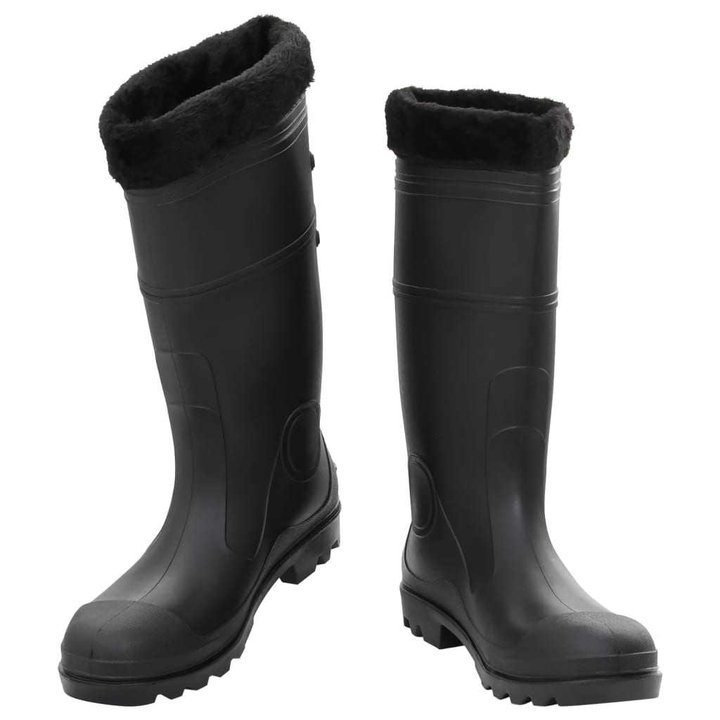 rubber boots with removable lining, black, size 45, PVC