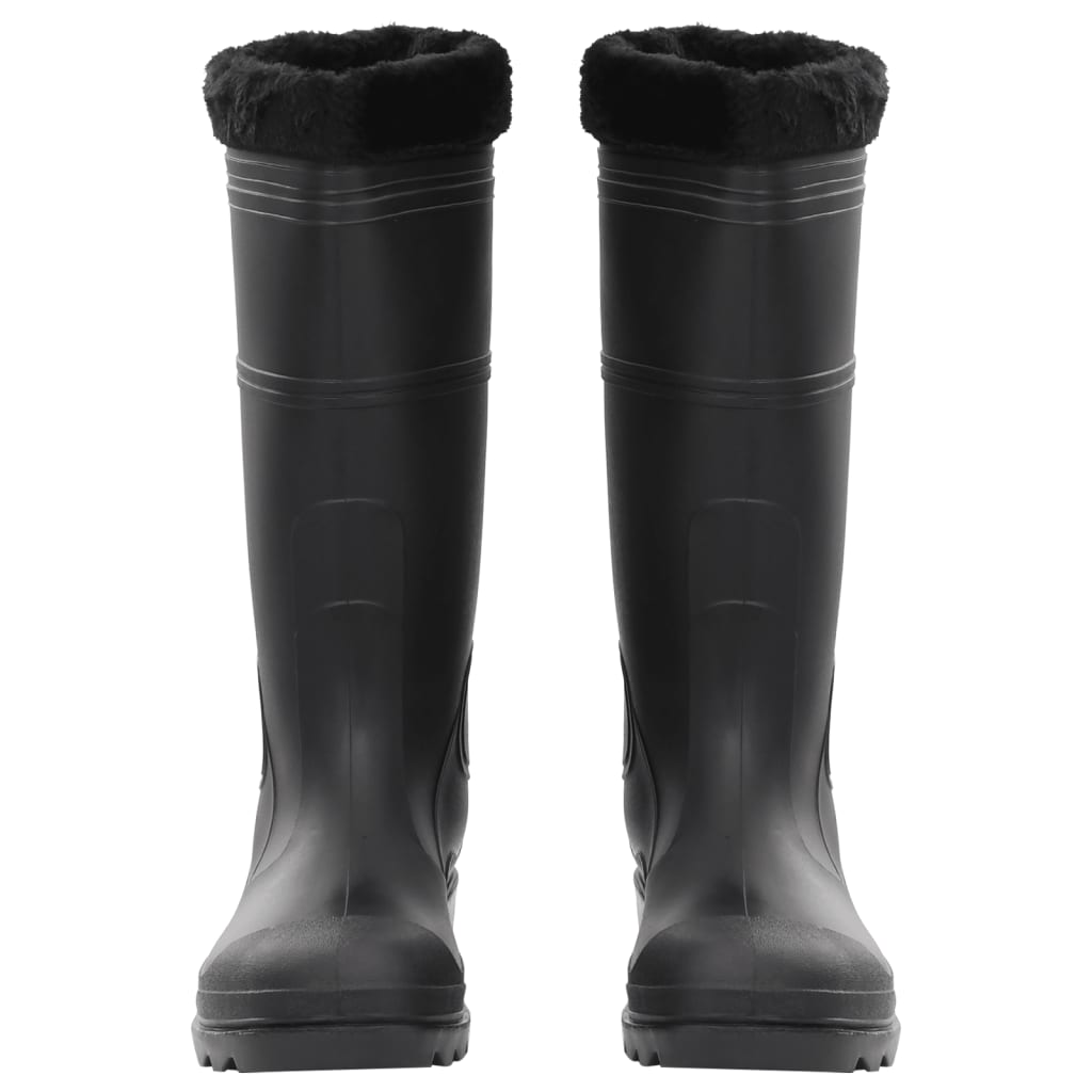 rubber boots with removable lining, black, size 45, PVC